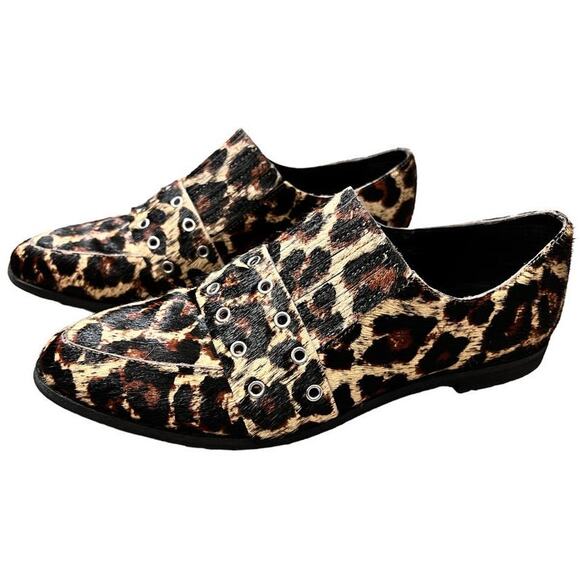 Treasure & Bond Calf Hair Pointed Toe Slip On Loafers SZ 8 Leopard Mob Wife - Picture 3 of 8